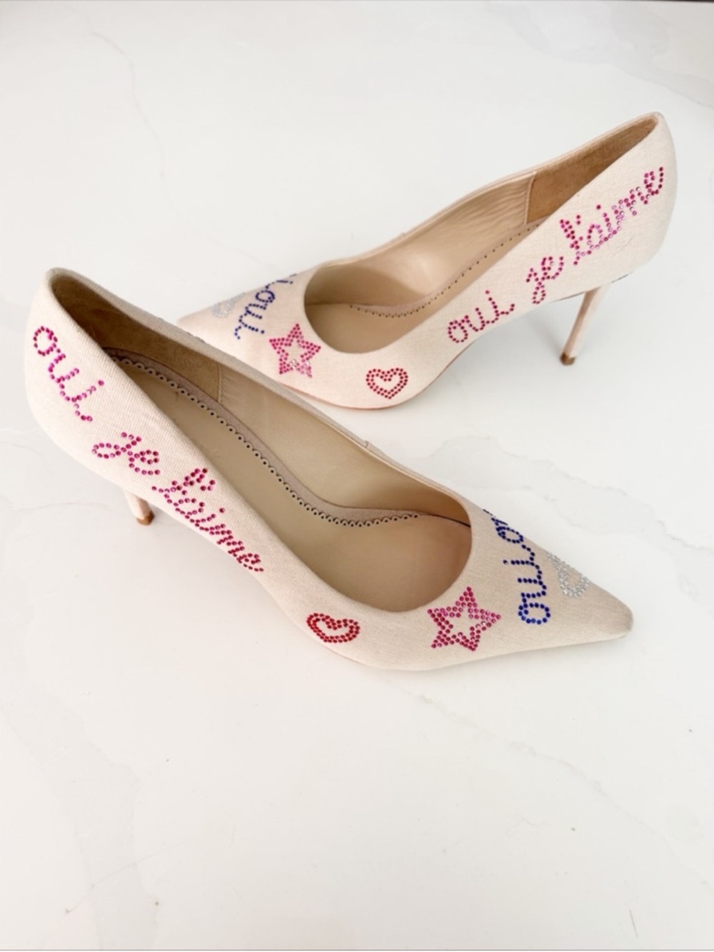 Cinq A Sept Juliet Linen Rhinestone Pointed Pump Sz 39 / US 9 MSRP $445 NEW - Picture 5 of 8